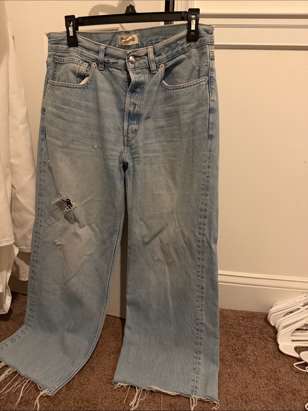 Madewell Light Blue Cropped Wide-Leg Jeans